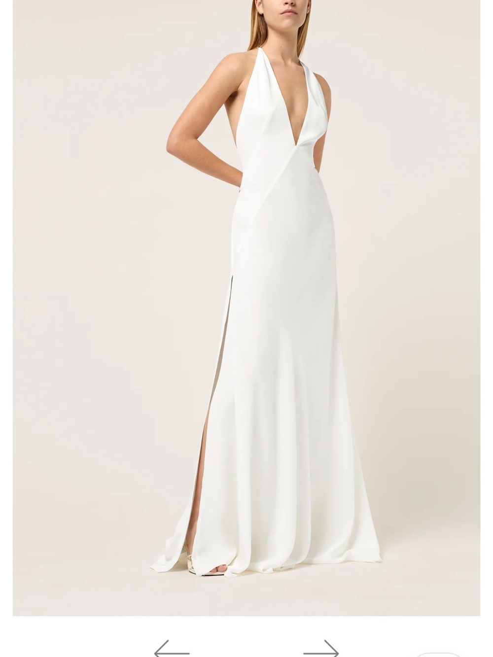 Michael Lo Sordo White Plunging Halter Wedding Gown